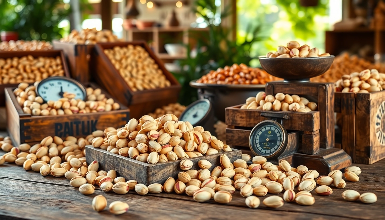 Przygotowywanie i prezentacja pistacji w rustykalnym otoczeniu z naturalnym światłem.