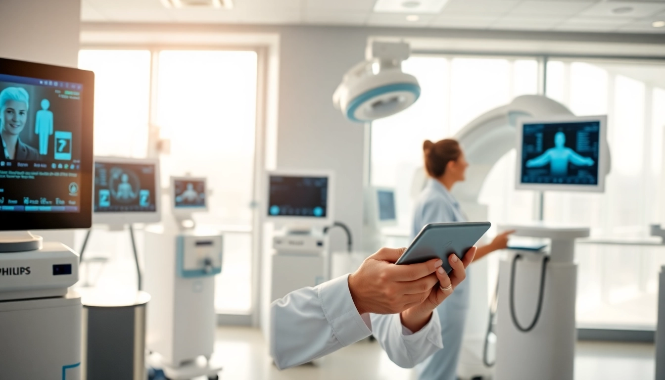Showcasing Philips healthcare technology improving lives in a modern hospital environment.