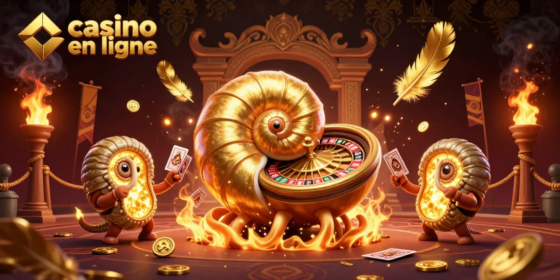 Jouer au casino en ligne avec un nautilus géant et des éléments de jeu scintillants autour.