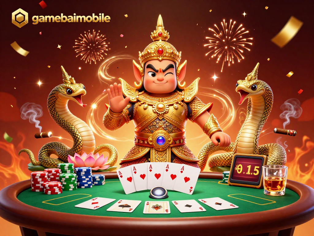 Experience the excitement of gamebaimobile with vibrant casino elements and action-packed characters.