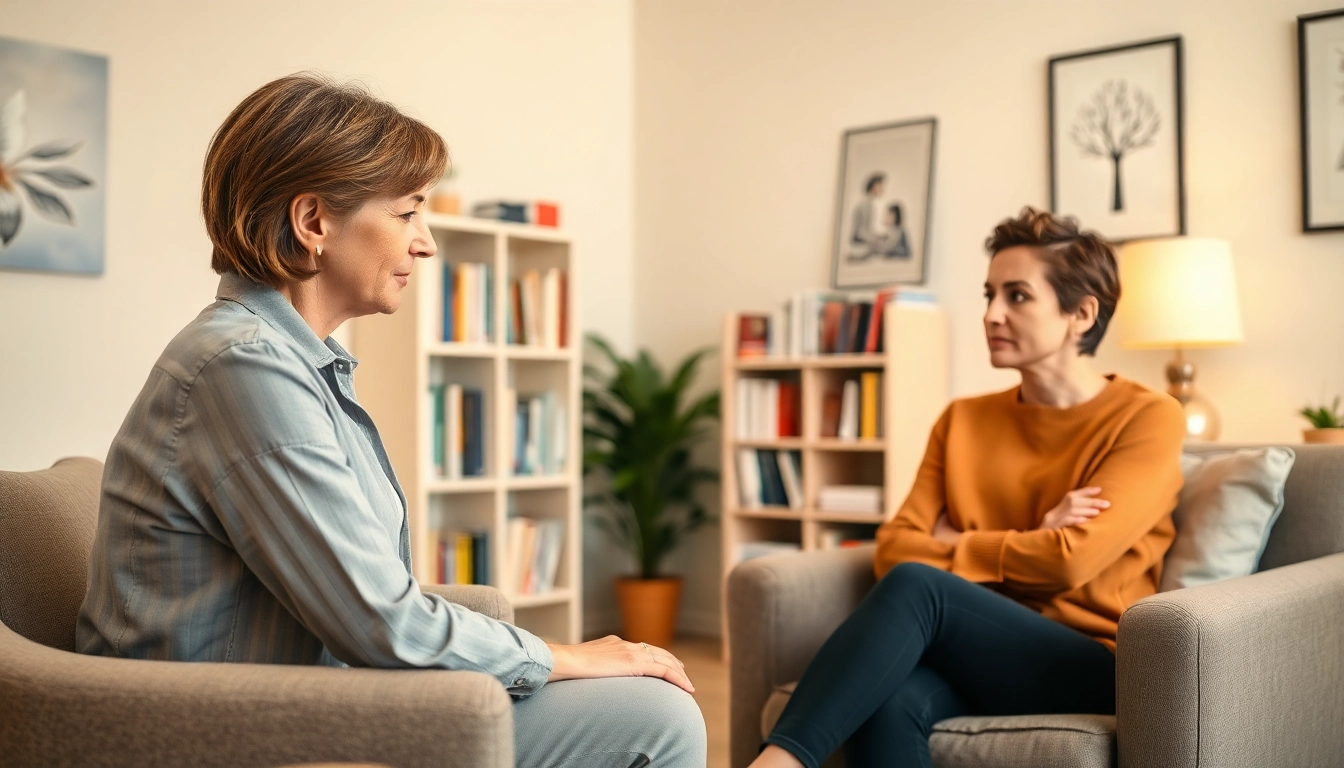 Therapist providing PTSD Therapy in a calm office setting, fostering a supportive atmosphere.