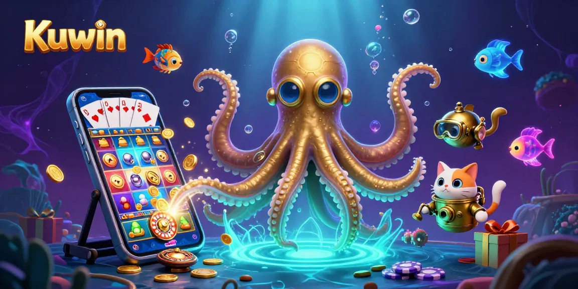Unleash the thrill of Kuwin with a colossal kraken and treasure-filled scene.