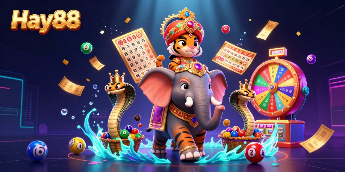 Hay88 offers thrilling lottery action with vibrant colors and excitement in this 3D casino illustration.