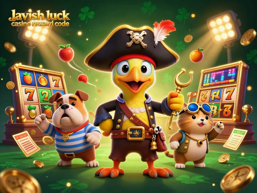 Engage with the thrilling lavish luck casino reward code scene featuring vibrant slot elements and playful characters.