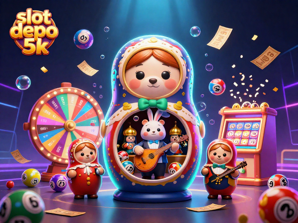 Engage with the vibrant action of slot depo 5k featuring colorful elements and dynamic bears in casino outfits.