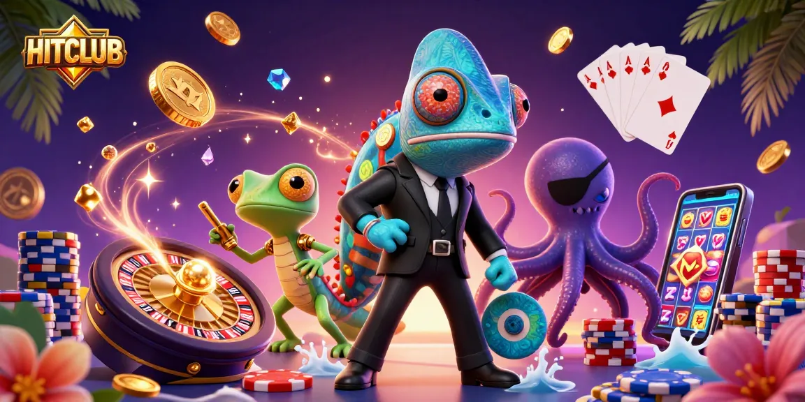 Join HITCLUB in a vibrant 3D casino adventure with secret agents, gold coins, and thrilling game elements.