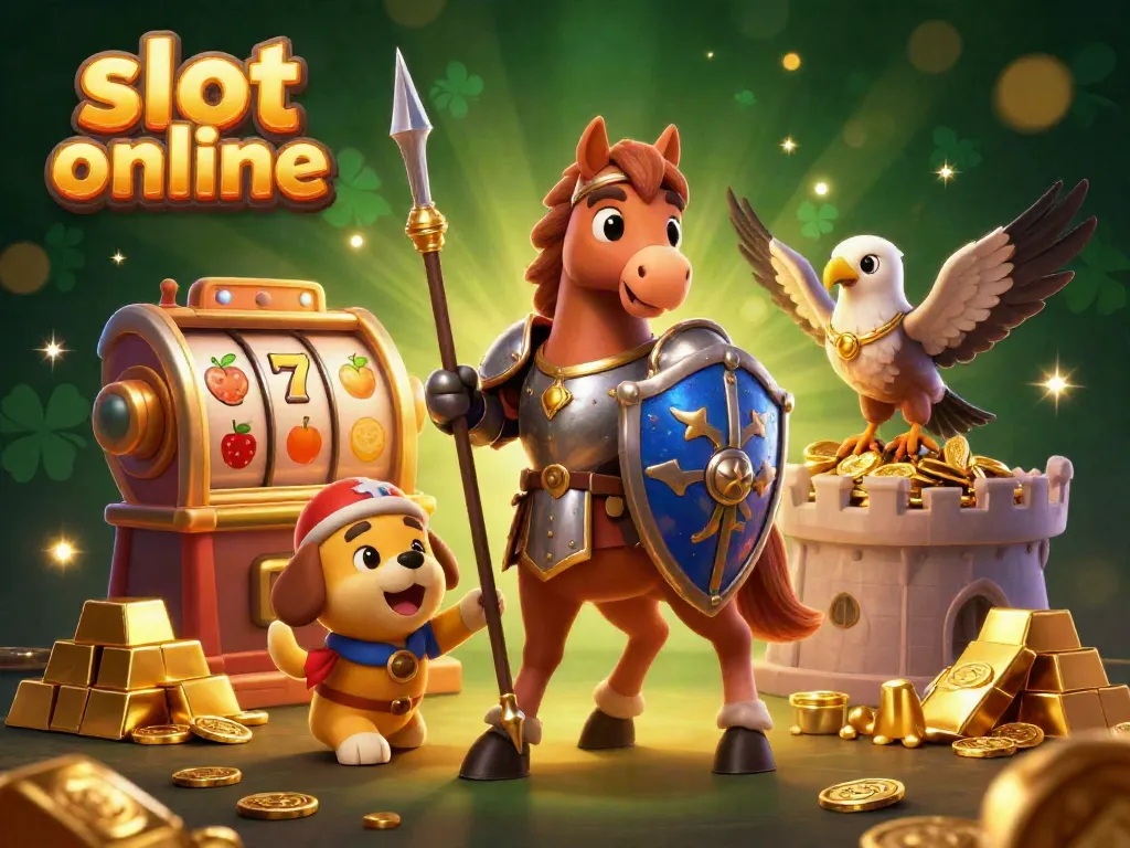 Catch the excitement as knights and treasures collide in this vibrant slot online scene.
