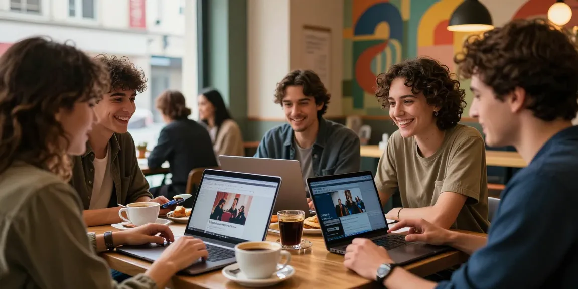 Friends enjoying premium entertainment on Dezpila for just 10 pila in a lively café