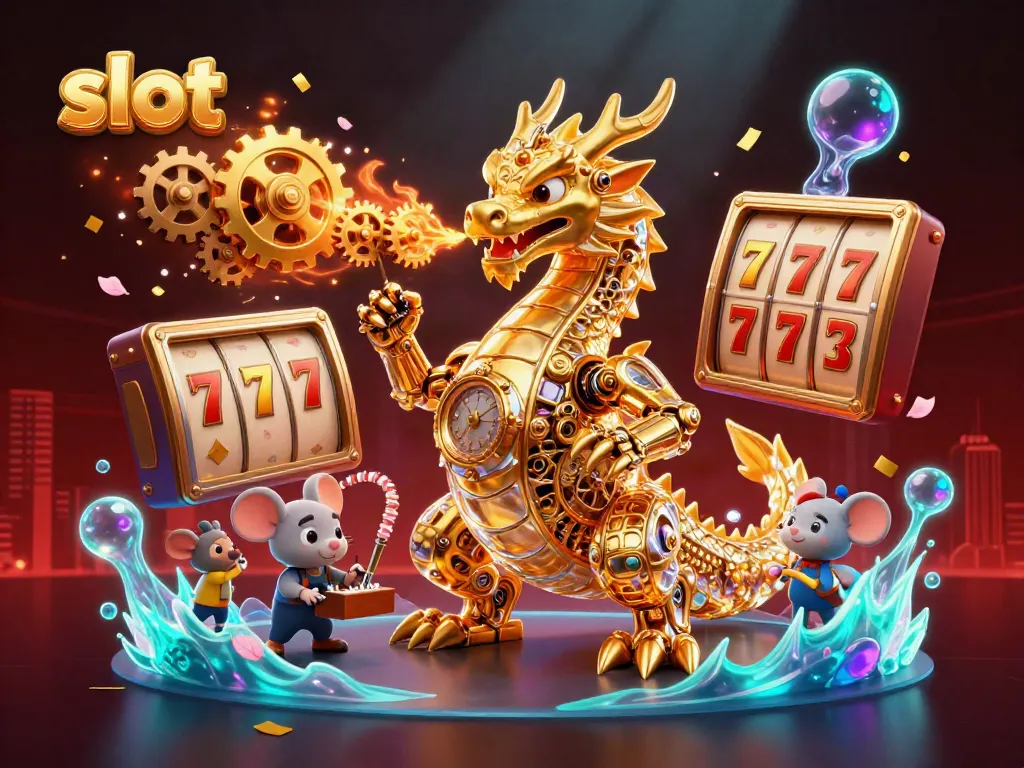 Serunya bermain slot dengan naga emas dan simbol jinak yang bersinar, menciptakan suasana beruntung.